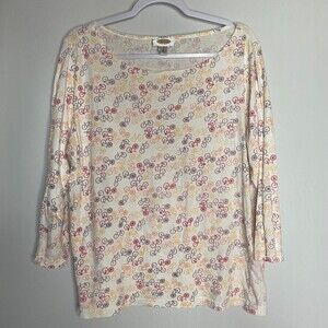 Talbots Bicycle All Over Print Lightweight Cotton Spandex Tshirt Size L